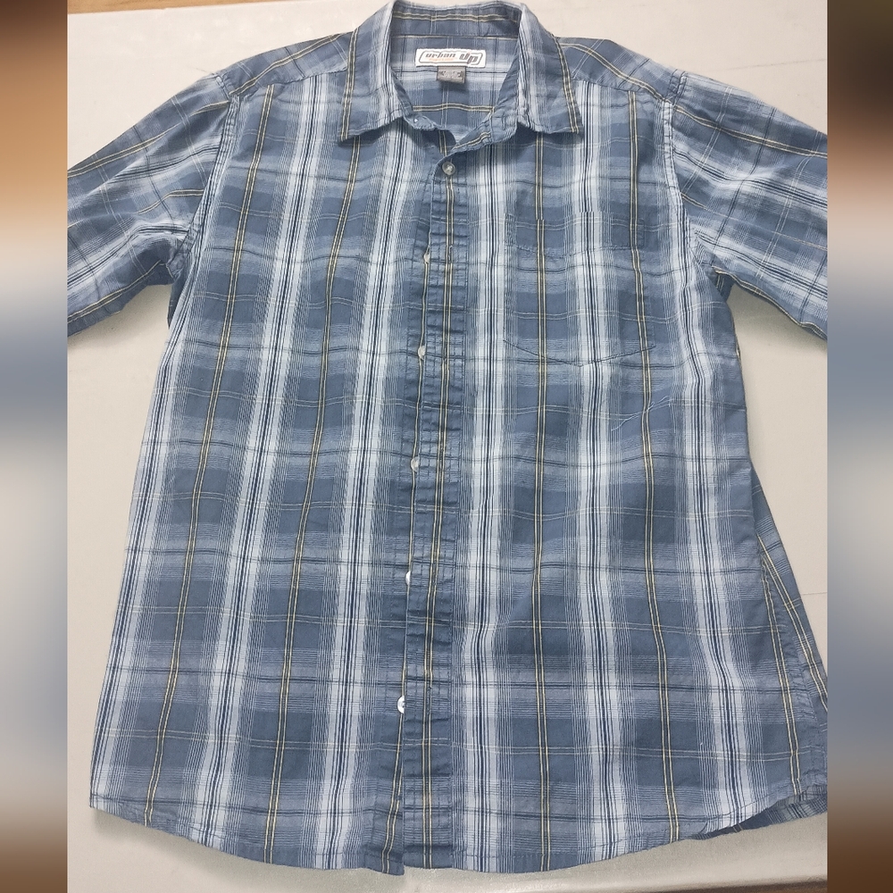 Urban Pipeline Blue and White Plaid Shirt